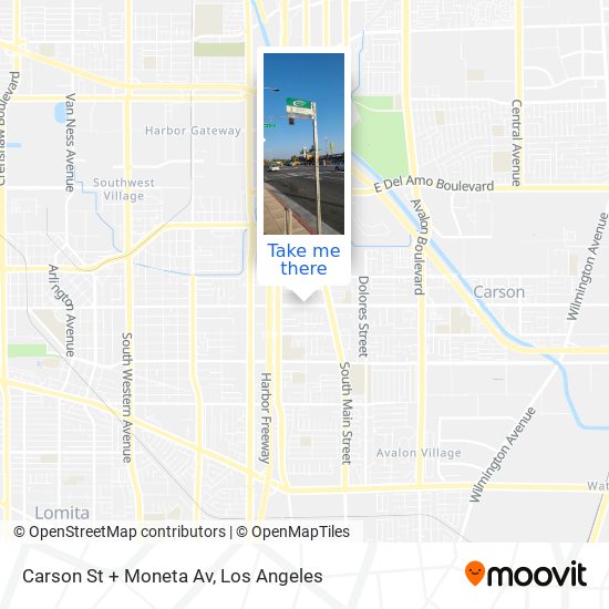 Carson St + Moneta Av map