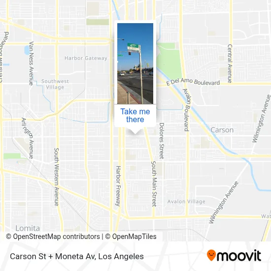 Carson St + Moneta Av map