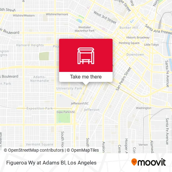Figueroa Wy at Adams Bl map