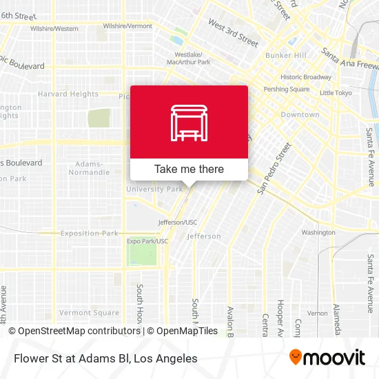 Flower St at Adams Bl map