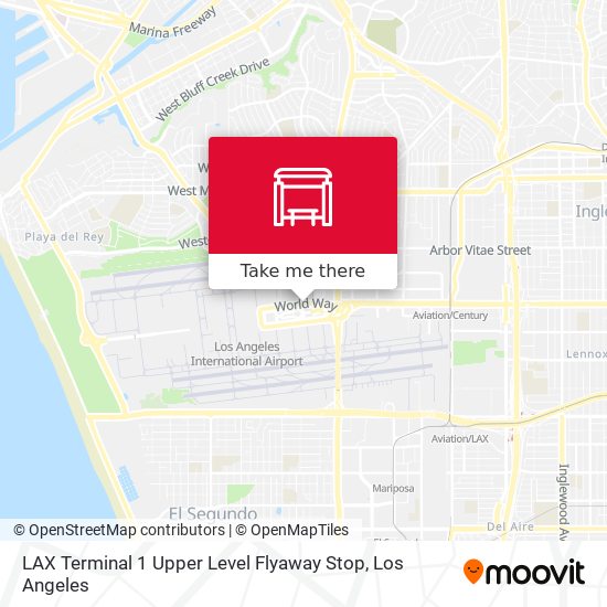 LAX Terminal 1 Upper Level Flyaway Stop map