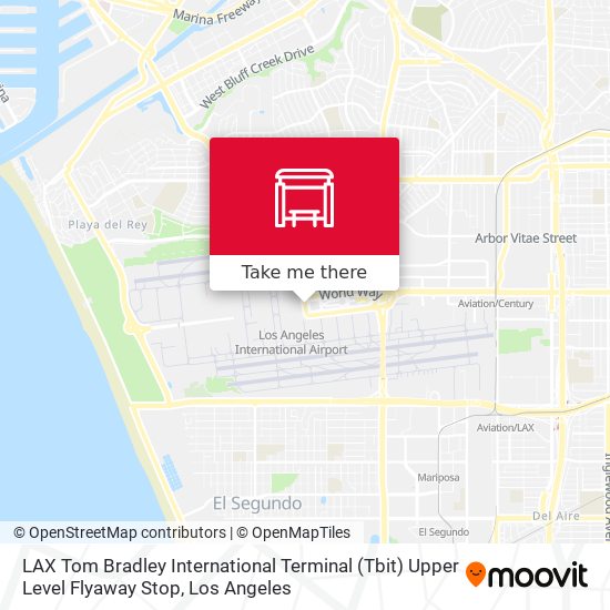 Mapa de LAX Tom Bradley International Terminal (Tbit) Upper Level Flyaway Stop