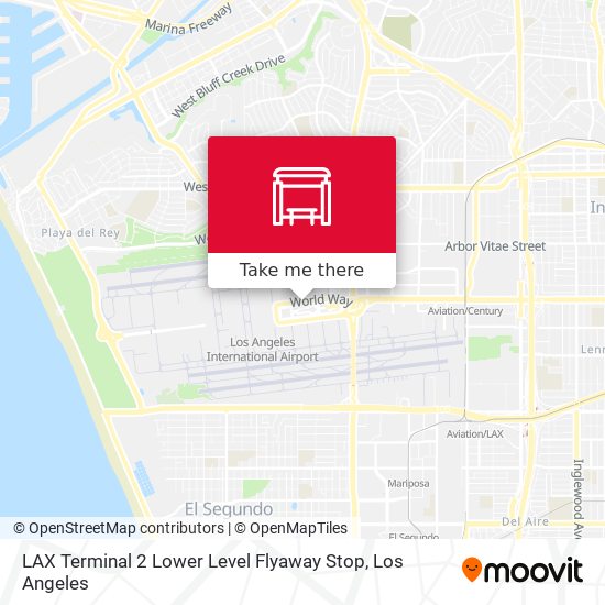 Mapa de LAX Terminal 2 Lower Level Flyaway Stop