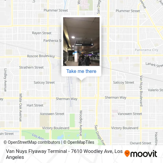 Mapa de Van Nuys Flyaway Terminal - 7610 Woodley Ave