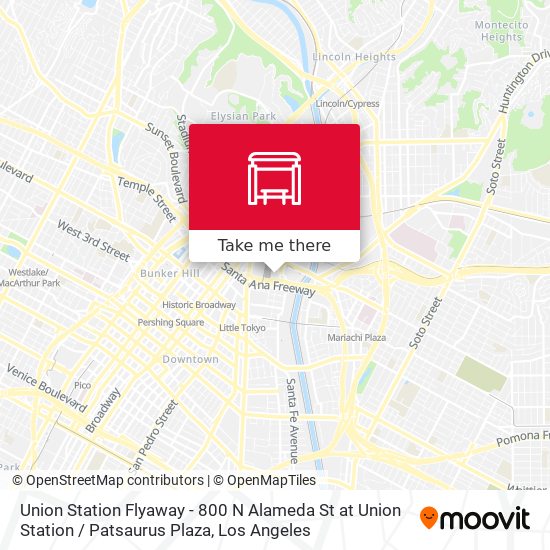 Mapa de Union Station Flyaway - 800 N Alameda St at Union Station / Patsaurus Plaza