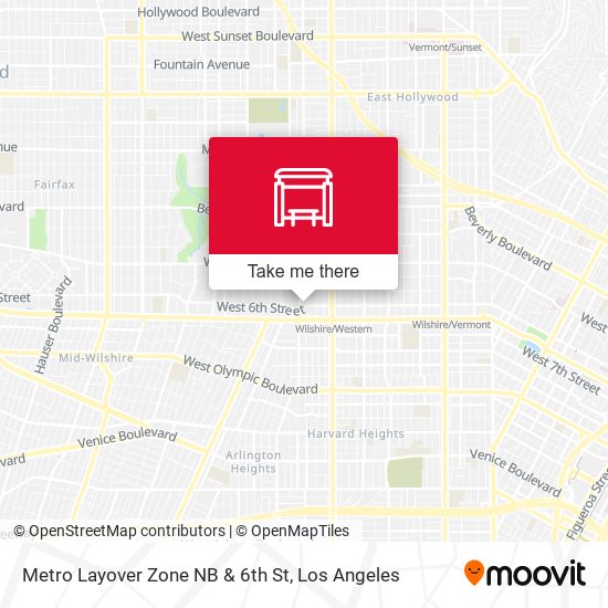 Mapa de Metro Layover Zone NB & 6th St