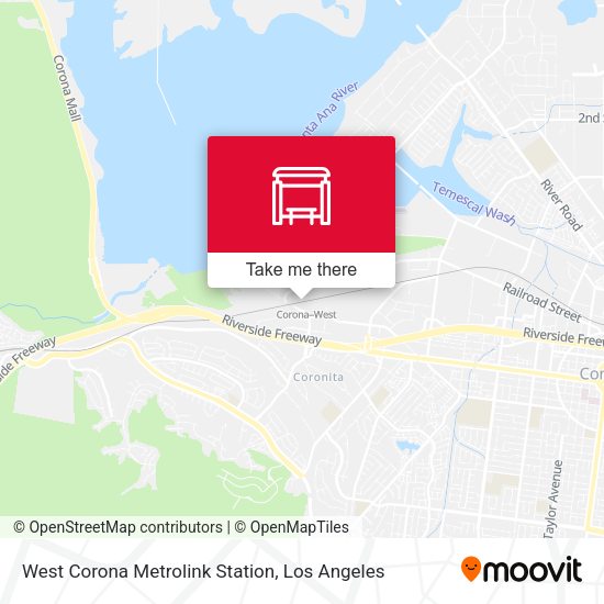 West Corona Metrolink Station map