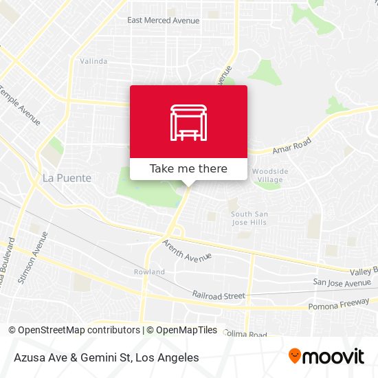 Azusa Ave & Gemini St map
