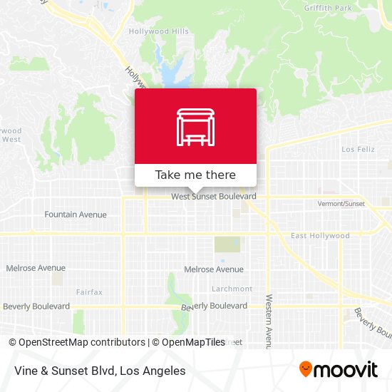 Vine & Sunset Blvd map