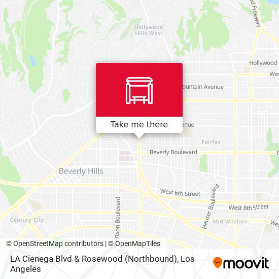 LA Cienega Blvd & Rosewood (Northbound) map