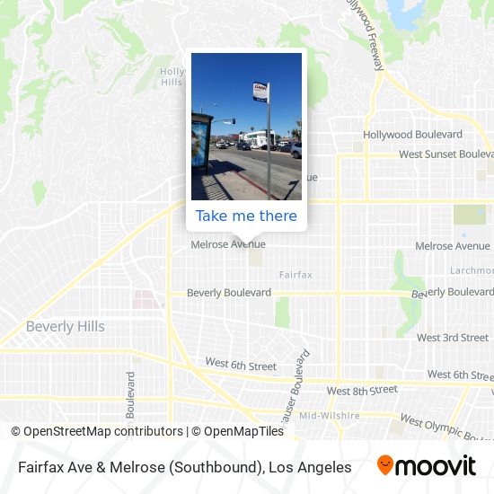 Mapa de Fairfax Ave & Melrose (Southbound)