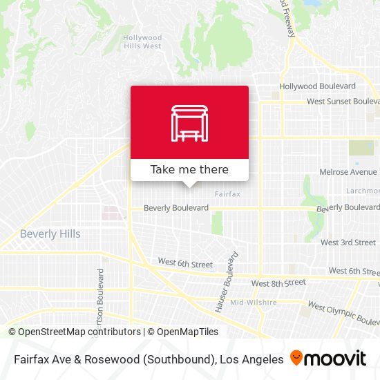 Fairfax Ave & Rosewood (Southbound) map