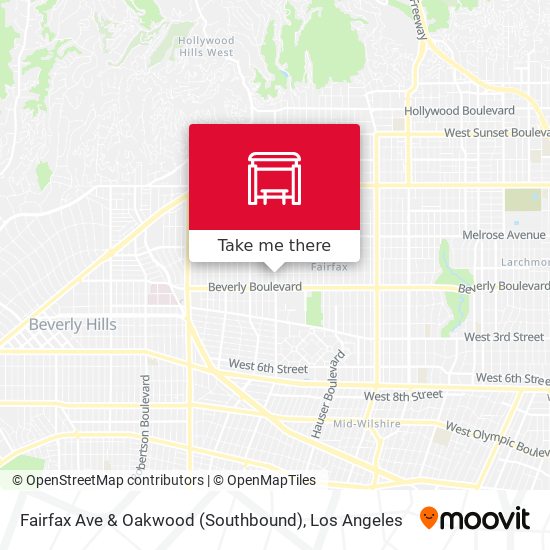 Mapa de Fairfax Ave & Oakwood (Southbound)