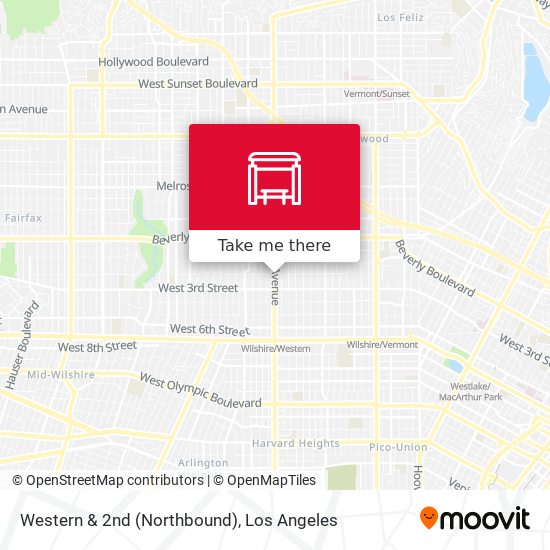 Western & 2nd (Northbound) map