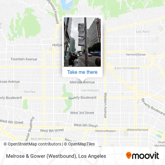 Melrose & Gower (Westbound) map