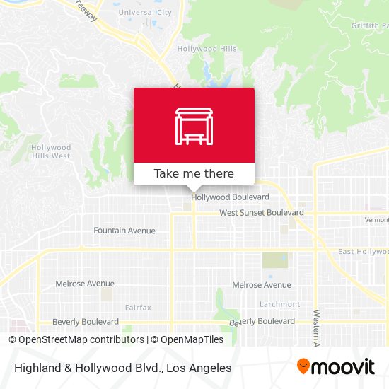 Highland & Hollywood Blvd. map