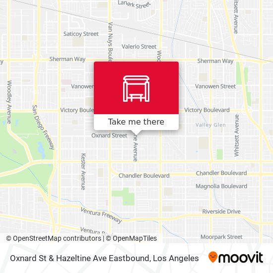 Oxnard St & Hazeltine Ave Eastbound map