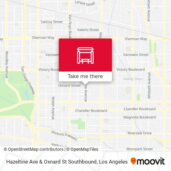 Hazeltine Ave & Oxnard St Southbound map