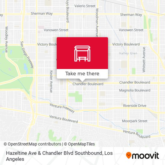 Hazeltine Ave & Chandler Blvd Southbound map