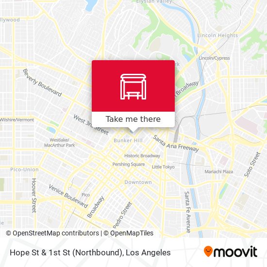 Hope St & 1st St (Northbound) map