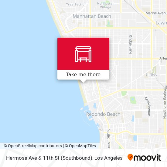 Mapa de Hermosa Ave & 11th St (Southbound)