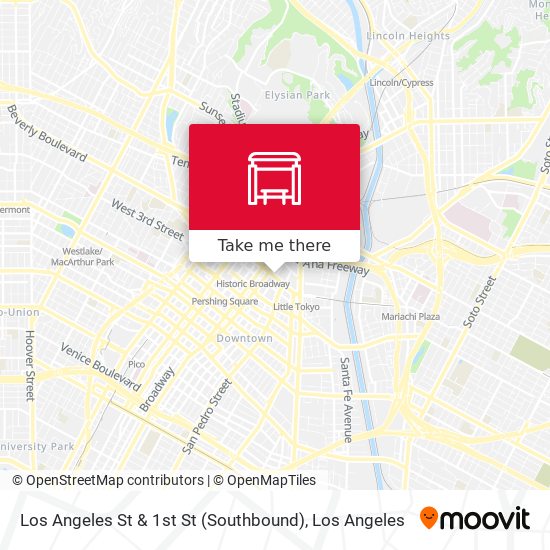 Los Angeles St & 1st St (Southbound) map