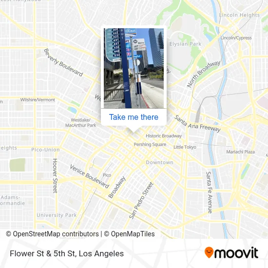 Flower St & 5th St map