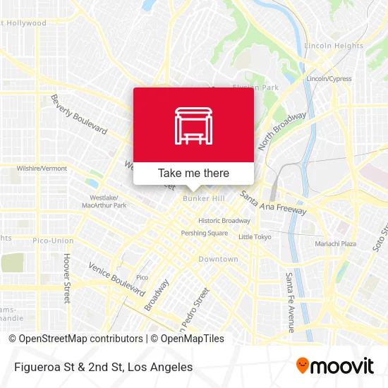 Figueroa St & 2nd St map