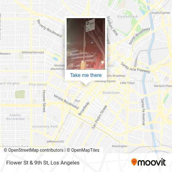 Flower St & 9th St map