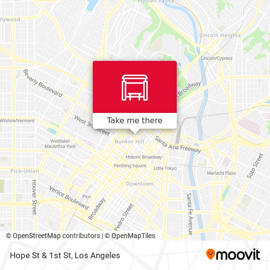 Hope St & 1st St map