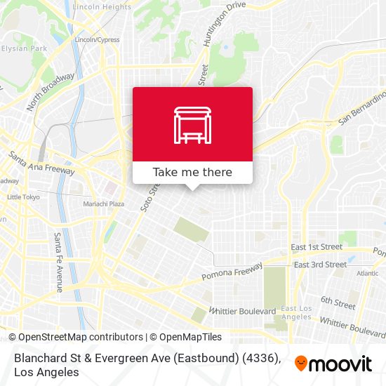 Mapa de Blanchard St & Evergreen Ave (Eastbound) (4336)