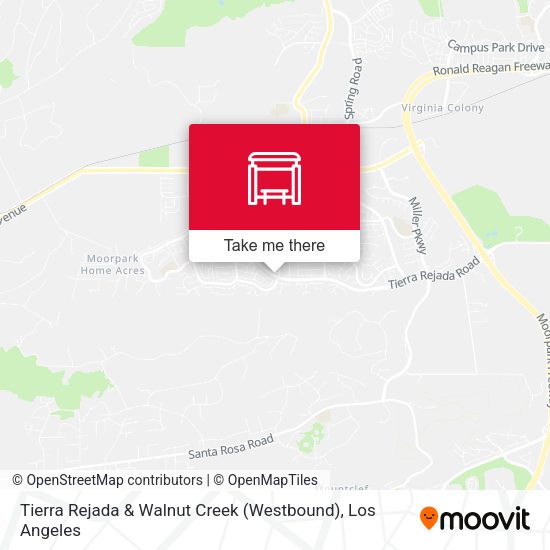 Tierra Rejada & Walnut Creek (Westbound) map