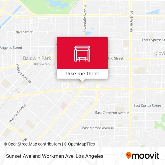 Sunset Ave and Workman Ave map