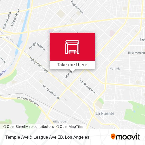 Temple Ave & League Ave EB map
