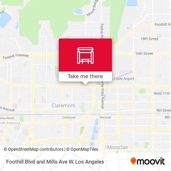 Foothill Blvd and Mills Ave W map