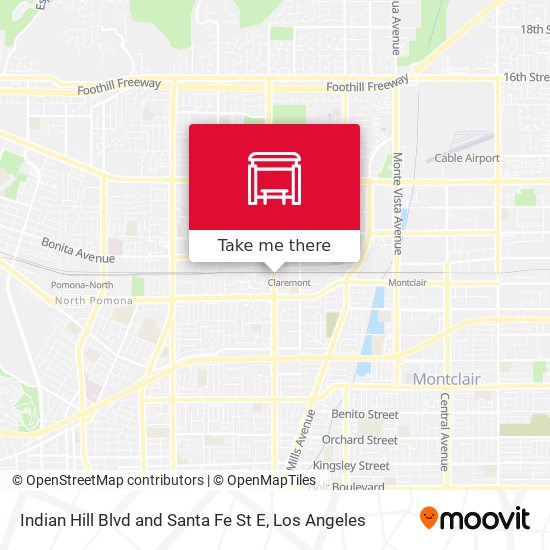 Indian Hill Blvd and Santa Fe St E map