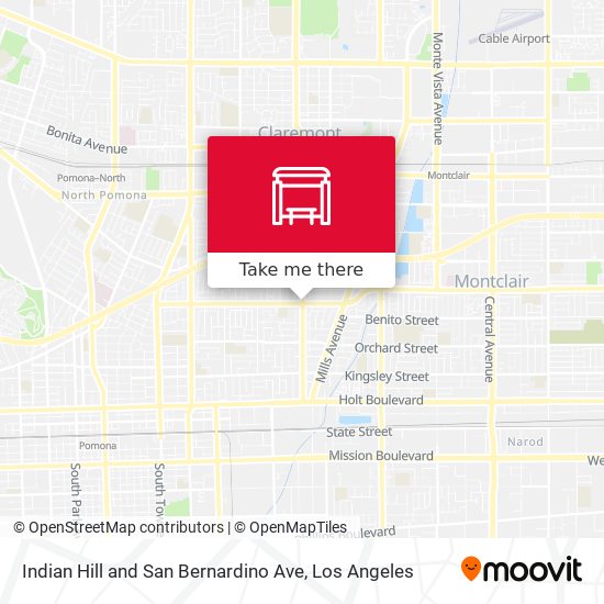 Indian Hill and San Bernardino Ave map