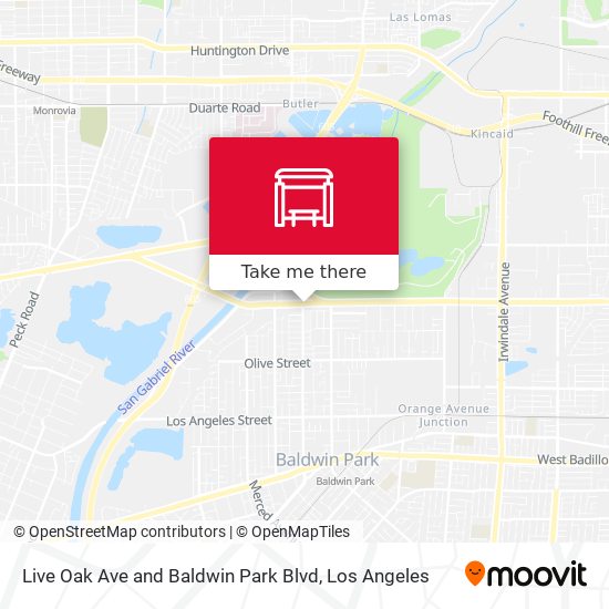 Live Oak Ave and Baldwin Park Blvd map