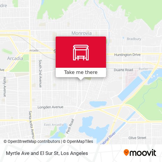 Myrtle Ave and El Sur St map