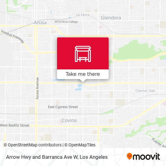 Arrow Hwy and Barranca Ave W map