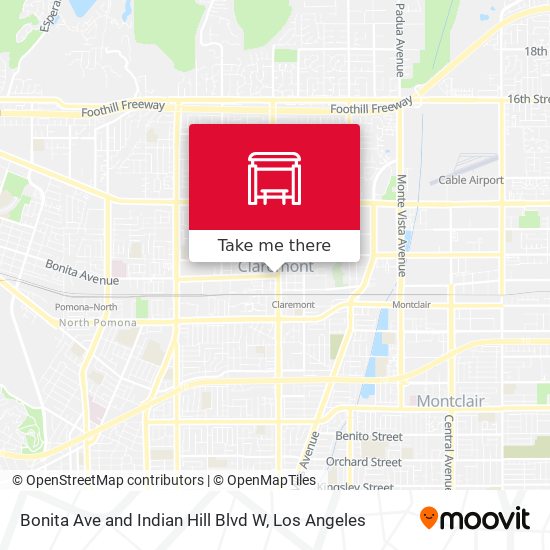 Bonita Ave and Indian Hill Blvd W map