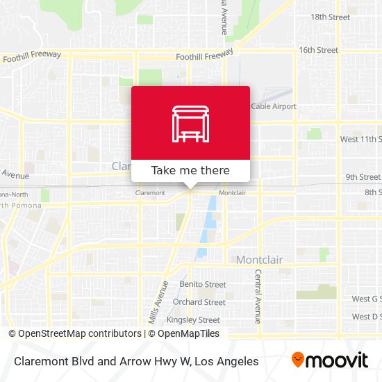 Claremont Blvd and Arrow Hwy W map