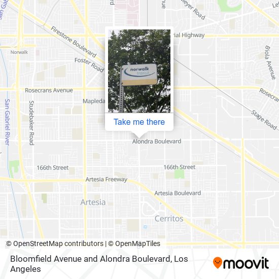 Bloomfield Avenue and Alondra Boulevard map