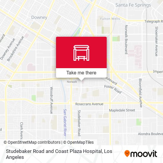 Studebaker Road and Coast Plaza Hospital map