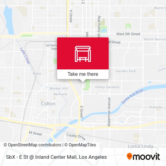 Mapa de SbX - E St @ Inland Center Mall