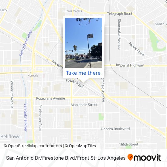 Mapa de San Antonio Dr / Firestone Blvd / Front St