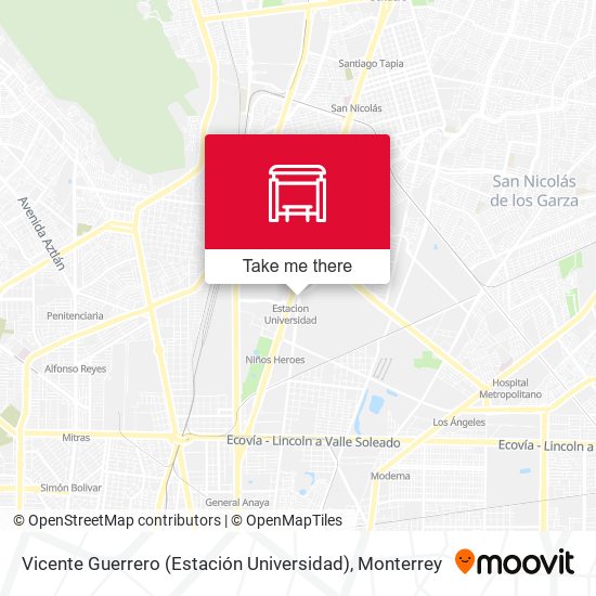 Mapa de Vicente Guerrero (Estación Universidad)