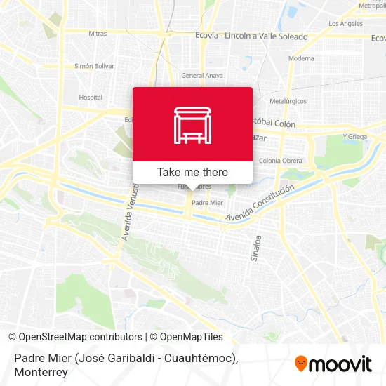 Mapa de Padre Mier (José Garibaldi - Cuauhtémoc)