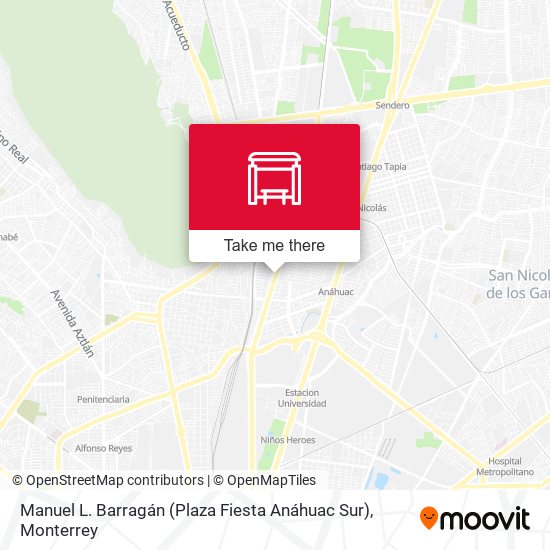 How to get to Manuel L. Barragán (Plaza Fiesta Anáhuac - Sur) in Monterrey  by Bus or Metrorrey?