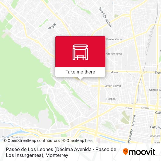 Paseo de Los Leones (Décima Avenida - Paseo de Los Insurgentes) map